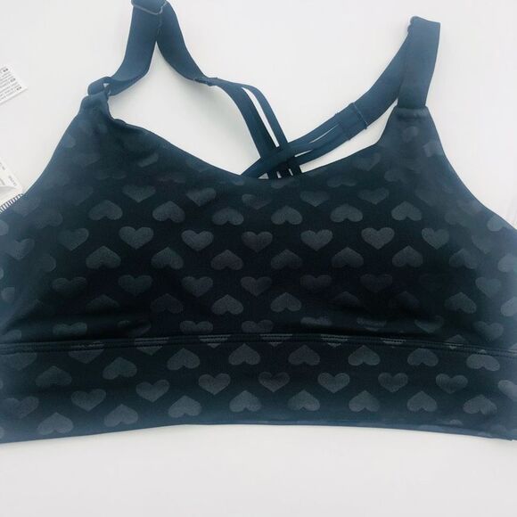 New Balance Collection Black Heart Embossed Strappy Bra For Women Size Small - Picture 3 of 5